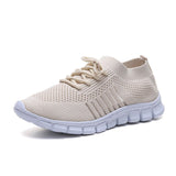 Sneaker Round Head Mesh Women Flat Shoes Breathable Trainer Walking Platform Buttom Casual Sneaker Lace Up Tenis