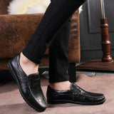Brand Genuine Leather for Men Fashion Casual Shoes Slip on Loafers Breathable Black Driving Shoes Big Size Men