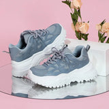 Pink Platform Sports Shoes for Women 2023 Autumn Non Slip Chunky Sneakers Woman Fashion Couple Student Thick Sole Dad