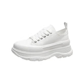 Canvas Chunky Platform Sneakers Woman Spring Summer Thick Bottom Sport Shoes Women Black White Lace Up Skateboard