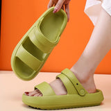 2023 Summer Thick Platform Cloud Slippers Women Green EVA Soft Sole Sandals Woman Comfort Non Slip Home Slides