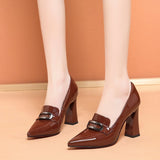Women High Heels Shoes Stylish Pointed Toe Thick Heels Single Shoes Women's Slip on Elegant Dress Shoes Office Work Female
