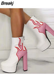Design Great Quality Patchwork Super High Heel Ankle Boots Platform 2023 Sexy Elegant Woman Fashion Shoes Big Size