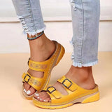 Women's Shoes on Sale 2023 Summer New Comfort Double Buckle Wedge Ladies Sandals Outdoor Beach Slippers Casual Slippers