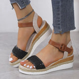 Summer Patchwork Wedge Sandals Women 2023 Ankle Buckle Platform Sandles Woman Plus Size Non Slip Casual Sandalias