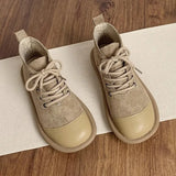 Women Ankle Boots 2023 Autumn Suede Leather Round Toe Flat Boots Lace Up Vintage Short Boots Soft Sole Non-slip Sneakers