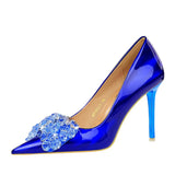 Breakj Banquet High Heels Fine Heel Shallow Mouth Pointed Crystal Bow Women's Shoes High Heel