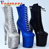 Inch Pole Dance Shoes Slim Heel Boots 20cm Serpentine Boots New Patent Leather Stiletto Nightclub Stage High Heels Bottom
