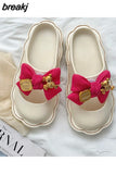 New Fashion Bowknot Women's Slippers Summer Women Slippers Indoor Outdoor Flip Flops Beach Shoe Home Non-slip EVA