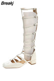 Women's Shoes 2023 Hot Sale Women's Boots Summer's Square Head Hollowed Out Women's Boots Korean Version Zipper Roman Cool