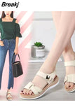New Summer Women's Leather Sandals Flat Shoes Summer Beach Large Size Fashion and Versatile Temperament Zapatos Para
