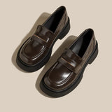 Women 2023 New Spring and Autumn Thick Bottom British Style Small Leather Shoes Casual Shallow Mouth Student Women