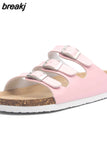 New Summer Women Buckle Cork Slipper 2023 Casual Mixed Color Outside Non-slip Beach Slides