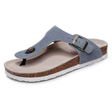 2023 New Summer Women Beach Flip Flops Casual Men Nubuck Leather Non-slip Cork Slippers Slides