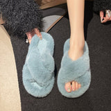 Breakj Thick-Bottomed Fur Slippers Wearing Autumn New Fashion Slope And Loose Cake Bottom-Size Cotton