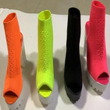 Women New Mesh Thick-heeled Fish Mouth Round-headed Large Size Fashion High Heels Women Outdoor All-match