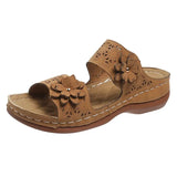 Flower Wedges Slippers for Women Summer Casual Slip On Platform Sandals Woman Comfortable Non Slip Flip Flops Plus