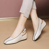 5.5CM Leather Women Shoes Slingbacks Wedges Pump Oxfords Brand Slip on Casual Shoes Moccasins Wild Driving Sandals
