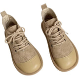 Women Ankle Boots 2023 Autumn Suede Leather Round Toe Flat Boots Lace Up Vintage Short Boots Soft Sole Non-slip Sneakers
