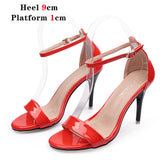 New Red Women Slippers Summer Heels Party Sandals Sexy Bottom Ladies Party Shoes Thin Heels Slides Narrow Band Women