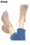 Slip on Deep V High Heel Boot Women Boots Fashion Shoes Leopard Print Sexy Pointed Toe Ankle Boots Lady Party