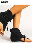 2023 Summer Fashionable Outdoor Sandals Boot For Women Faux Suede Tassel Decor Fashion Ankle Boot Walking Comfy