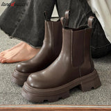 Women Chelsea Boots autumn New Black Mid Ankle Platform Lady Shoes Female All Match Classic Concise Fashion Round Toe Shoes