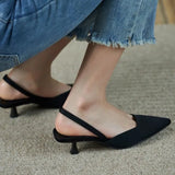 2023 New Fashion Black Fashion Slingback High Heels Thin High Heels Pointed Toe Slip on Pink Temperament