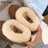 Women's Snow Boots Platform Boots Women Casual Winter Snow Ankle Boots Women Slip on Plush Boots Flat With women