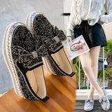 Women Flats Leather Loafers Spring Shoes Woman Crystal Sequins Bow-knot Platform Mesh Slides Moccasins Women size