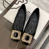 Women Flat Shoes Ballet Shoes Slip On Loafers Moccasins Brand Leather Flats Metal Decoration Ballerina Zapatos Mujer Size
