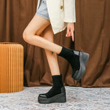 Women's Boots 2023 Autumn Winter Botines Chelsea Short Platform Shoes Chunky Elegant Ankle Black Free Shipping and Low