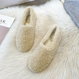 moccasins femme winter cotton home shoes women warm plush loafers comfy curly sheep fur flats woman large size