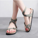 2023 New Summer Women Cork Sandals Gladiator Beach Buckle Strap Solid Casual Outside Sandalias
