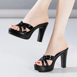 Sandals, Thick-Soled Slippers, Women's Thick-Soled Waterproof Platform, Fashionable, Large Size 4143 Frosted High-Heeled