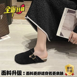Thick-Soled Slippers, Fat Feet, Large-Size Semi-Slippers, New Retro Lazy Birkenshoes In Spring