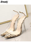 Transparent stiletto High Heels for Women Sexy Pointed Toe Leopard Party Women's Summer Shoes Size 41 42 2023 New