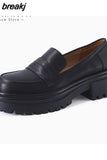 Real Leather Size 34-40 Women Loafers Fashion Platform Sexy Solid High Heels Shoes Woman Pumps Office Lady