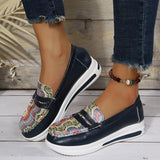 Women 2023 Autumn Sliver Gold Platform Sneakers Slip On Pu Loafers Vulcanized Shoes Casual Ladies Wedges Moccasins Plus