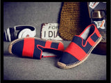 Flat Heels Men Linen Male Espadrille Fisherman Shoes Men Flats Plimsolls Striped Canvas Men Casual Shoes