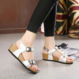 Fashion Women Cork Sandals 2023 New Summer Beach Wedge Trifle Buckle Strap Black White Platform Outside Sandalias