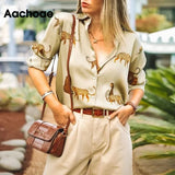 Women Blouses Long Sleeve Turn-down Collar Casual Tops Leopard Print OL Style Office Shirt Ladies Loose Blouses