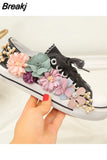 Women Canvas Shoe Low Top Casual Flats tennis Flower Comfortable sweet Ladies Spring Autumn Shoes Designer White Sneakers