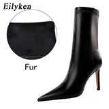 2022 Spring High Quality Soft PU Leather Boots Women Pointed Toe Pumps Heels Fashion Ladies Party Shoes Size