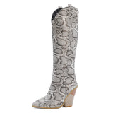 Knee High Boots Women 2022 Winter Short Plush Thick High Heel PU Leather Female Long Western Boot Shoes Big Size 45