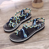Size Summer Beach Sandals Women Clip Toe Rope Knot Flat Slippers