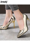 Women Pumps Fashion Luxury Wedding Party Shoes Sexy Gold Silver Pointed Toe High Heels Women Shoes Stilettos Large Size