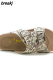 2023 New Summer Women Beach Cork Slippers Casual Buckle Clogs Outside Non-slip Water Slides