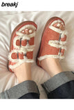 Winter Women Buckle Fluffy Slipper Casual Fashion Platform Soft Artificial Fur Slides