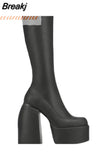 Dropship Sexy Party Elegant Chunky Platform Women Boots Great Quality Big Size 48 Walking Comfy Knee High